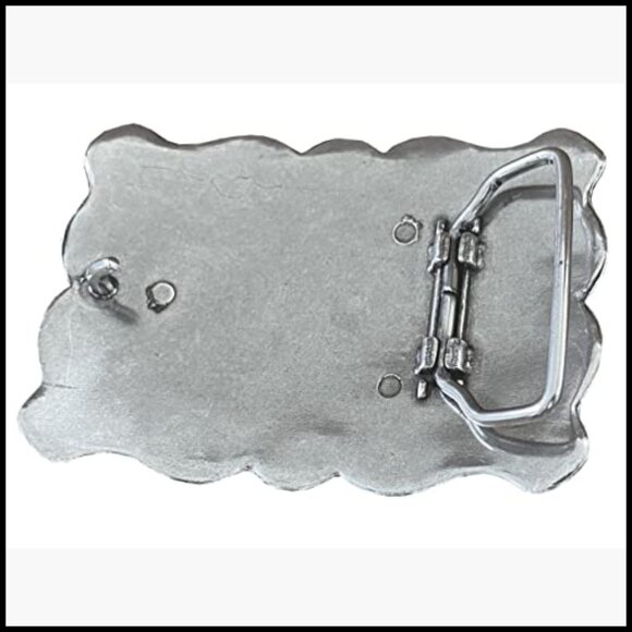 Antique Silver Engraved Belt Buckle with Turquoise Beads